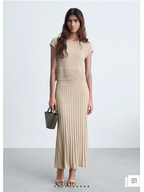 Mango Taupe Ribbed Knit Two-Piece Set